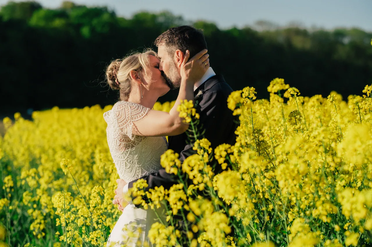 A wedding couple sharing a quiet moment