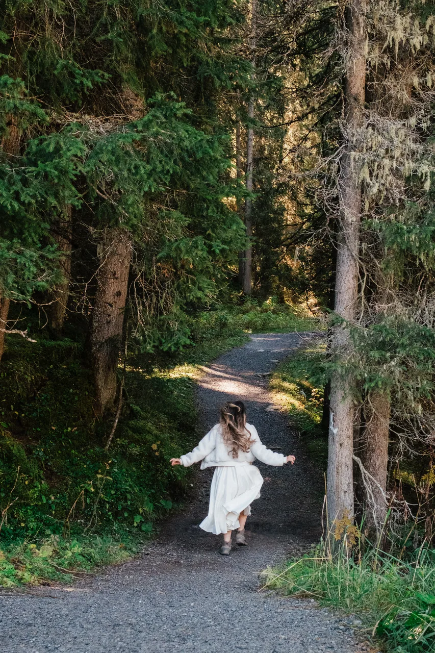 A bride on a dark forest path