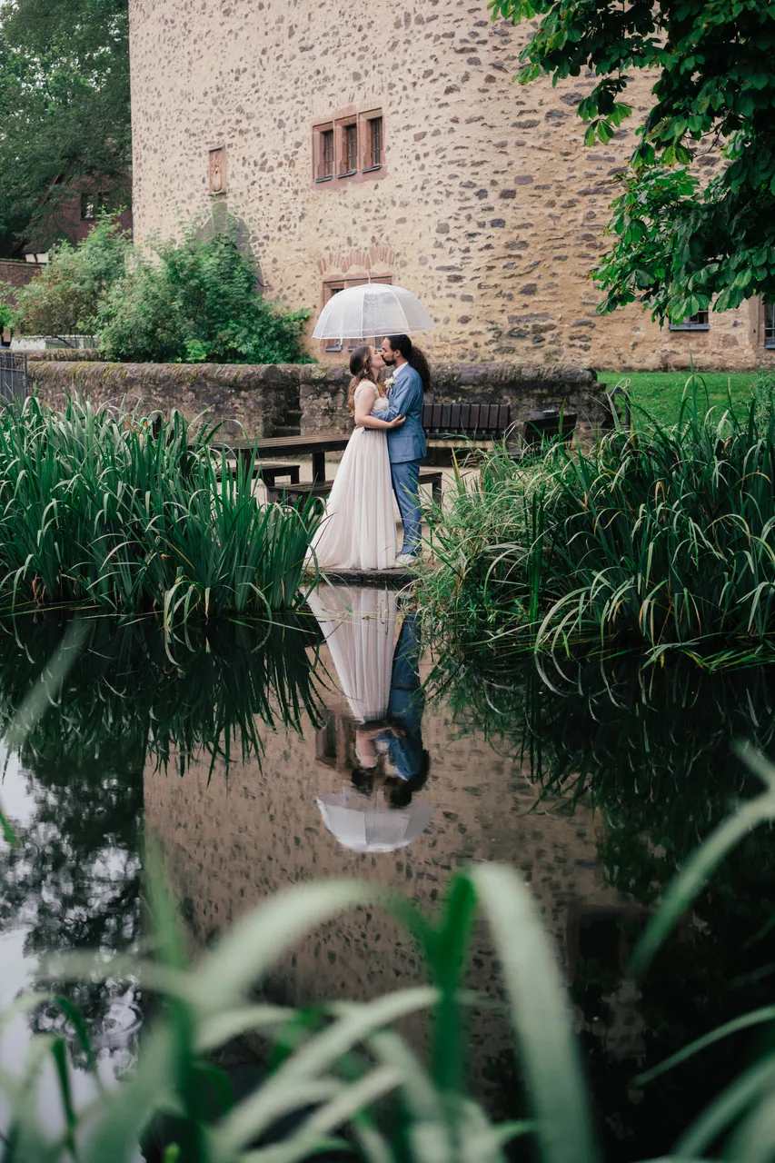 A wedding couple sharing a quiet moment