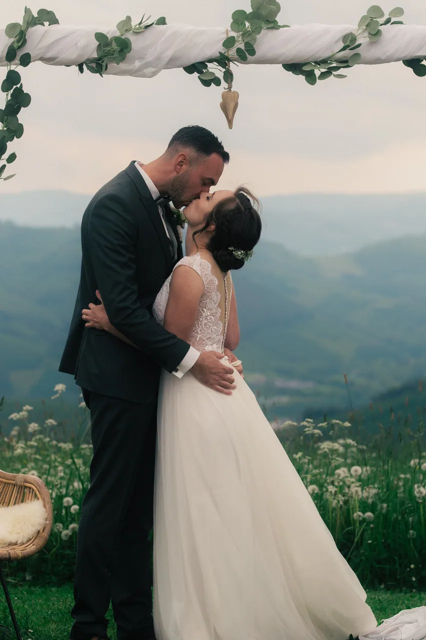 A couple during their wedding celebration