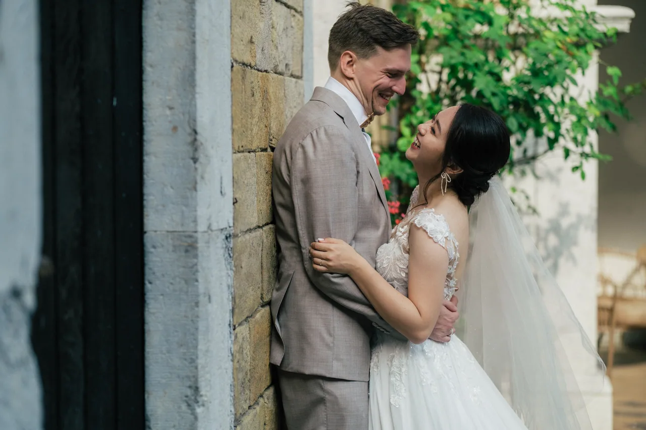 A couple on their wedding day